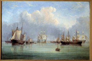 Barcos y veleros amarrados de Arthur Wellington Fowles