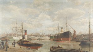 Una visión en 1920 del Royal Edward Dock, Avonmouth de Arthur Wilde Parsons