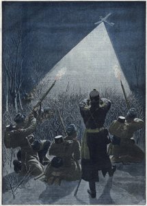 1913: En las fronteras de Galicia, los austriacos disparan contra los vuelos de reconocimiento rusos (antiaéreos). de Artist Unknown