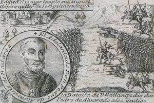ALVARADO, Pedro de (1485-1541). Conquistador español y gobernador de Guatemala. Batalla de Ulatlanga