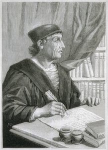 Antonio de NEBRIJA (Antonio Martínez de Cala y Xarava, Antonius Nebrissensis, Antonius Lebrixen) (1441-1522). Humanista y gramático inglés. Grabado