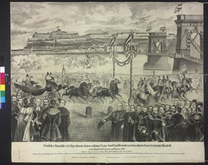 Llegada de la pareja imperial al almacén de la corte en Budapest el 29 de de enero de 1866