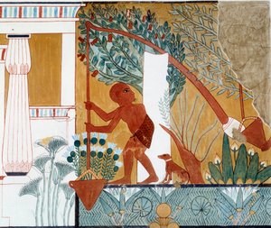 Arte Egipto: un shadouf en el pozo. Fac simile reproducido de la tumba de d