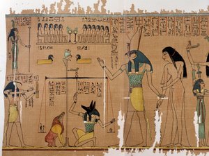 Art Egypt: el peso del alma - Los dioses Anubis y Thot. Colegio Anhai Simile de Artist Unknown