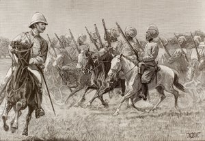 Imperio británico (s. XIX). Los nuevos regimientos de Birmania. Compañía de Infantería Montada del Segundo Regimiento. Grabado. de Artist Unknown