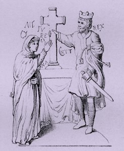 Canuto el Grande y su reina Emma de Normandía (grabado)