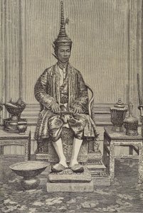 Chulalongkorn o Rama V (1853-1910). Quinto monarca de Siam bajo la Casa de Chakri. Grabado. Colección privada