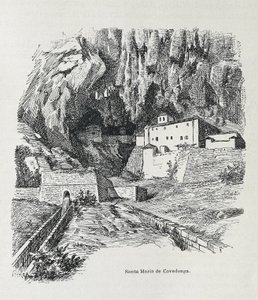 Covadonga. Ermita de Santa María. Grabado. ESPAÑA. ARAGÓN. Zaragoza. Academia General Militar de Artist Unknown