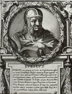 EURICO (420-484). Rey de los visigodos (466-484). Grabado.