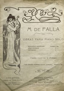 FALLA, Manuel de (1876-1946). Compositor y pianista español. Obras para piano solo y para piano y voz. Editadas en Madrid. de Artist Unknown