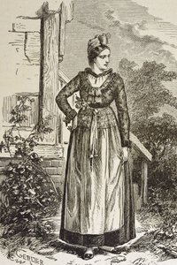 Alemania (siglo XIX). Sociedad (1879). Alsacia. Las mujeres en la región. En Alsacia, el Reichstag alemán (1871-1918). Grabado. Colección privada de Artist Unknown