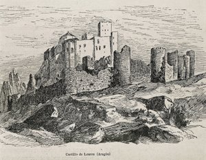 Loarre. Castillo románico. Grabado. ESPAÑA. ARAGÓN. Zaragoza. Academia General Militar de Artist Unknown