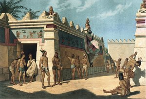 Civilización maya, Juego de pelota mesoamericano, Litografía