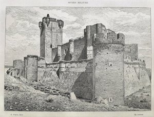 Medina del Campo. El Castillo de la Mota. Grabado. ESPAÑA. ARAGÓN. Zaragoza. Academia General Militar