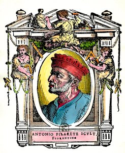 Retrato de Antonio Filarete (Antonio di Pietro Averlino o Averulino), escultor florentino (grabado)