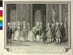 La reina María Antonieta anuncia a Madame de Bellegarde 1777 la liberación de su cónyuge