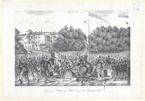 Escena en el Prater (en Viena) el 23. de agosto de 1848 de Artist Unknown
