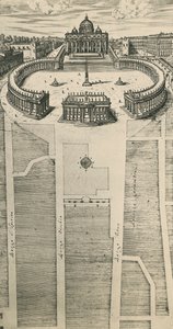 Plaza de San Pedro en Roma, grabado, Italia