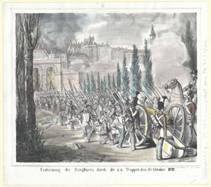 Asalto de la puerta del castillo por las tropas del K.K. el 31 de octubre de 1848 de Artist Unknown