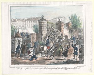 La línea de Lerchenfelder durante el asedio de las tropas del k. k. en octubre de 1848 de Artist Unknown