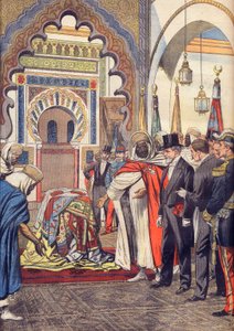 El Presidente de la República Francesa, Emile Loubet, visita la Mezquita de Sidi Bou Medine, Tlemcen, Argelia. de Artist Unknown