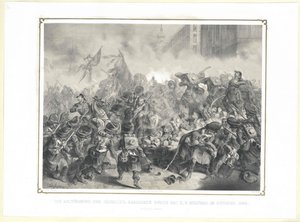 El asalto a la barricada de Jaegerzeil por los militares k. k. en octubre de 1848 de Artist Unknown