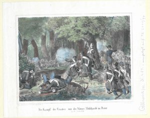 El combate de los croatas con la guardia móvil vienesa en el Prater el 28 de octubre de 1848 de Artist Unknown