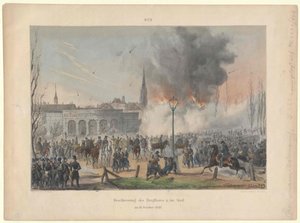Bombardeo vienés de la puerta del castillo y de la ciudad el 31. de octubre de 1848 de Artist Unknown