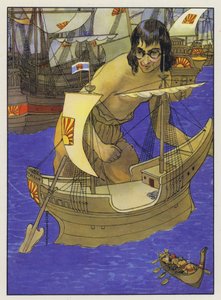 Ilustración para Los viajes de Gulliver de Jonathan Swift de Artus Scheiner