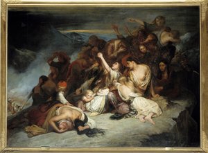 Guerra de Independencia Griega contra los Turcos: "Las mujeres Souliote, al ver a sus maridos derrotados por las tropas de Ali, el pachá de Janina, decidieron arrojarse desde las rocas" de Ary Scheffer