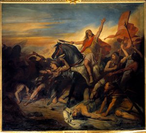 La batalla de Tolbiac, victoria de Clovis (466-511) sobre los alamanes (496)