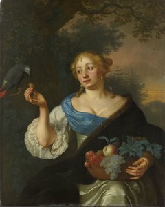Una joven con un loro de Ary de Vois