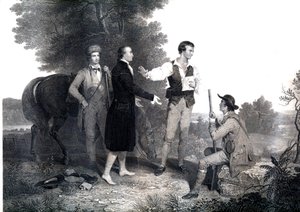 La captura del espía británico Mayor John Andre (grabado)