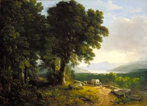 Paisaje con carro cubierto (óleo sobre lienzo) de Asher Brown Durand