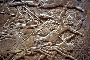 Ashurbanipal en la Batalla de Til-Tuba, 650-620 a.C.