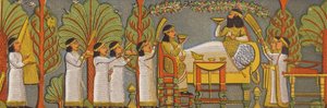 Escena de banquete asirio (litografía en color) de Assyrian