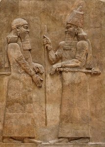 Sargón II y dignatario, relieve del palacio del rey Sargón en Khorsabad, c.716-713 a.C.