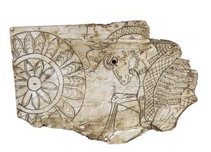 Fragmento de placa que representa un toro alado de Nimrud, Irak, siglo VIII a.C.