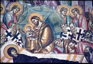 Detalle de la Dormición de la Virgen de Astrapas and Eutychios