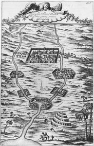 Mesopotamia, el Tigris y el Éufrates - en “Tirris Babel”, por Athanasie Kirecheri S.J., Ámsterdam de Athanasius Kircher