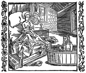 La mujer y el ermitaño bañándose. de attributed to Albrecht Dürer