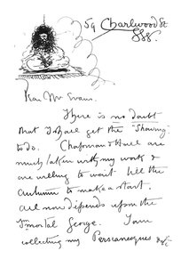 Primera página de la carta autógrafa a Frederick Evans, c.1893 de Aubrey Beardsley