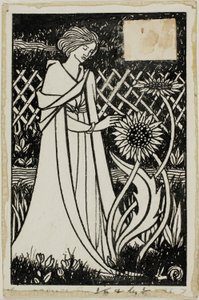 Estudio decorativo: Mujer con girasoles de Aubrey Beardsley