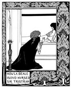 Cómo La Beale Isoud cuidó a Sir Tristram. Ilustración del libro Le Morte d