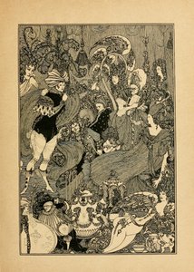 El rapto del mechón. Ilustración para La cueva del bazo de Alexander Pope de Aubrey Beardsley