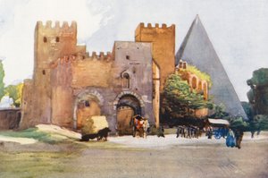 Roma: Puerta de San Pablo (litografía en color) de Aubrey Waterfield