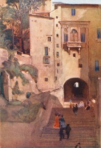 Roma: Casa de Vanozza (litografía en color) de Aubrey Waterfield