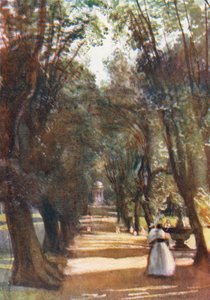 Roma: Avenida Ilex en Villa Borghese (litografía en color) de Aubrey Waterfield