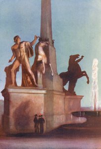 Roma: Monte Cavallo por el Quirinal (litografía en color)