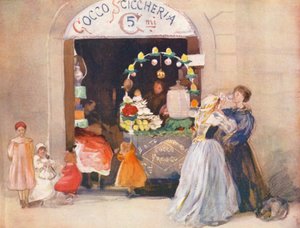 Roma: Tienda de bebidas de verano (litografía en color) de Aubrey Waterfield
